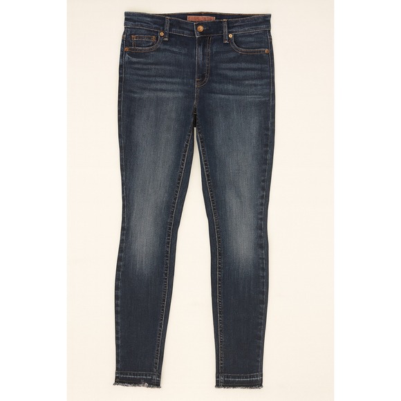 7 For All Mankind Denim - 7 FOR ALL MANKIND The Ankle Skinny Jeans Raw Hem‎  Size 27x 32L Dark Wash